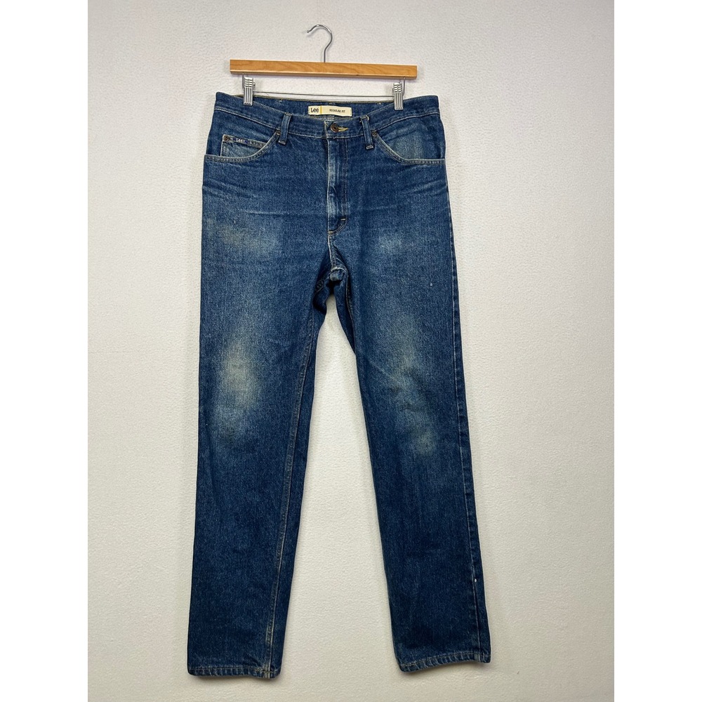 Vintage Workwear Lee Mens 34x34 Blue Regular Fit Straight Leg Jeans